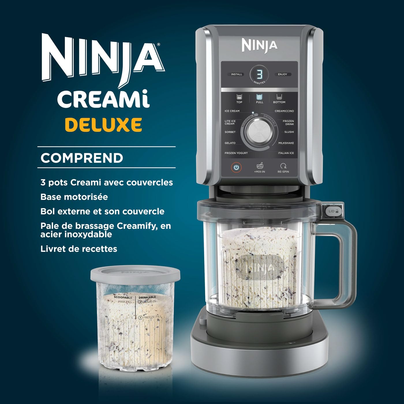 Sorbetière Ninja CREAMi Deluxe 3 Bacs